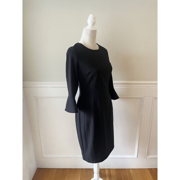 Donna Morgan Black Sheath Dress With Ruffle Sleeves US 4 - Picture 3 of 6